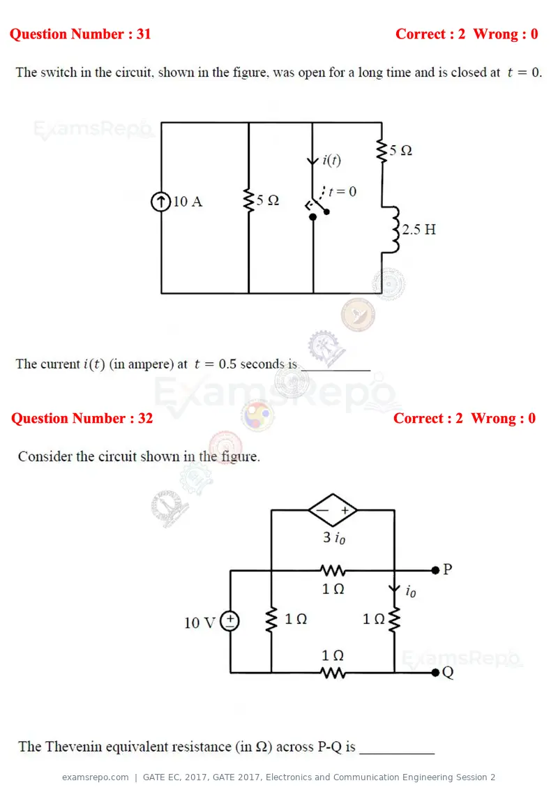 GATE EC 2017 question paper, GATE 2017, Electronics and Communication Engineering Session 2, page 15 of 32