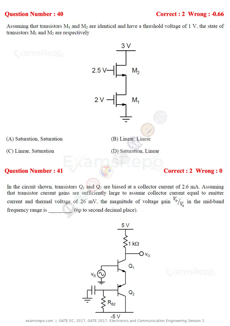 GATE EC 2017 question paper, GATE 2017, Electronics and Communication Engineering Session 2, page 19 of 32