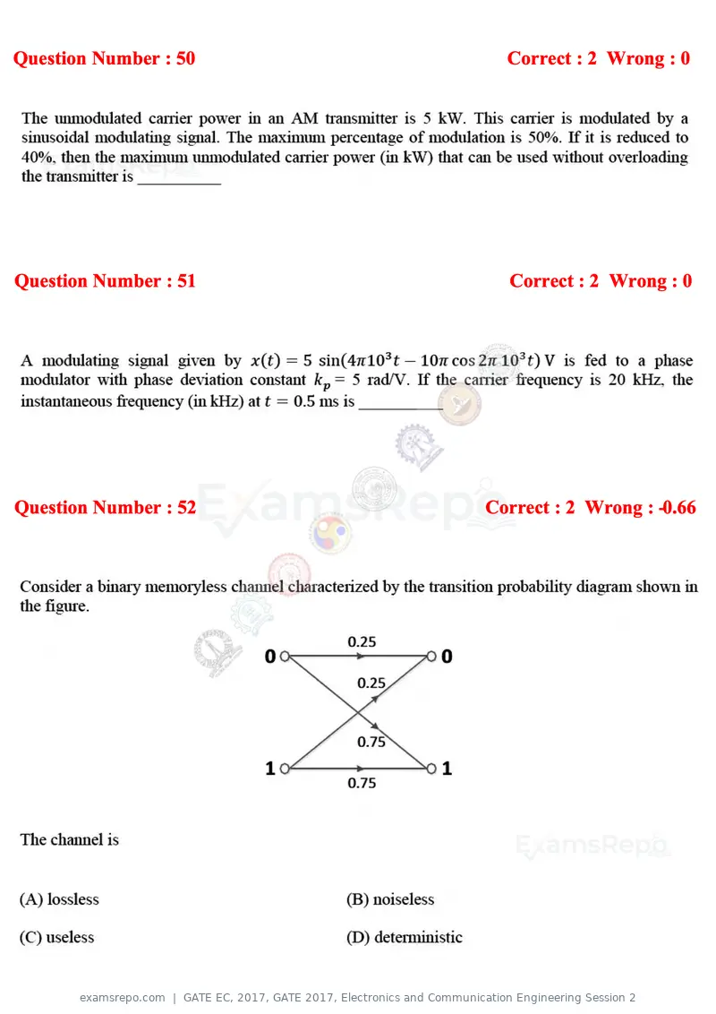 GATE EC 2017 question paper, GATE 2017, Electronics and Communication Engineering Session 2, page 26 of 32