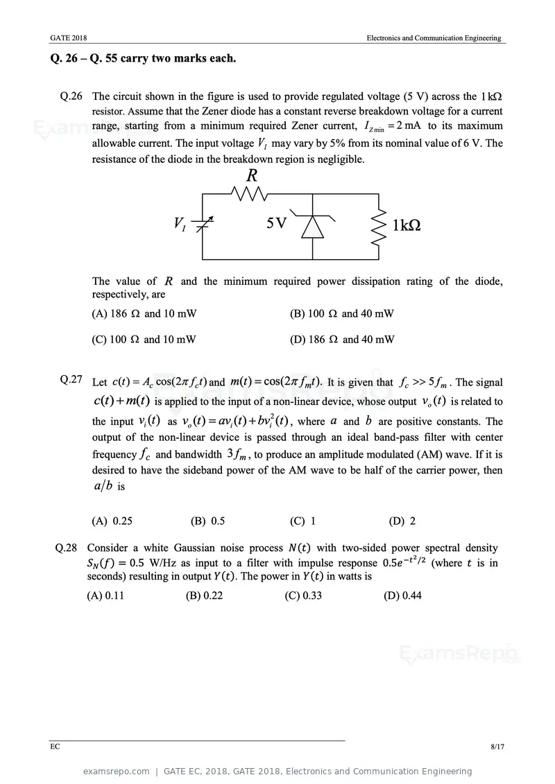 GATE EC 2018 question paper, GATE 2018, Electronics and Communication Engineering, page 11 of 23