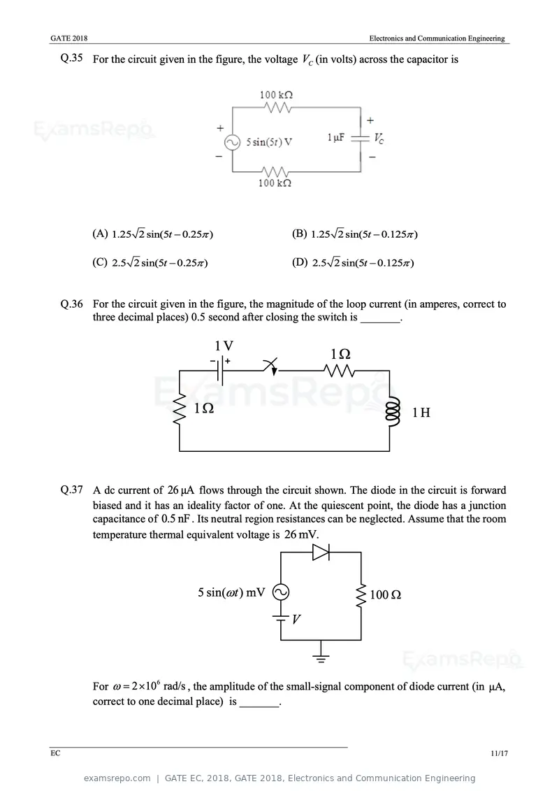 GATE EC 2018 question paper, GATE 2018, Electronics and Communication Engineering, page 14 of 23