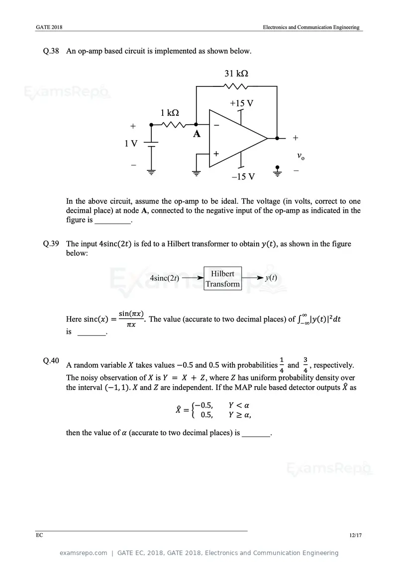 GATE EC 2018 question paper, GATE 2018, Electronics and Communication Engineering, page 15 of 23