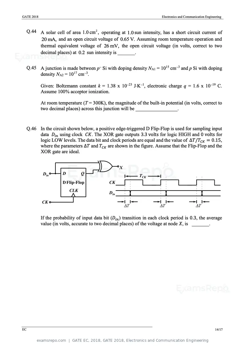 GATE EC 2018 question paper, GATE 2018, Electronics and Communication Engineering, page 17 of 23