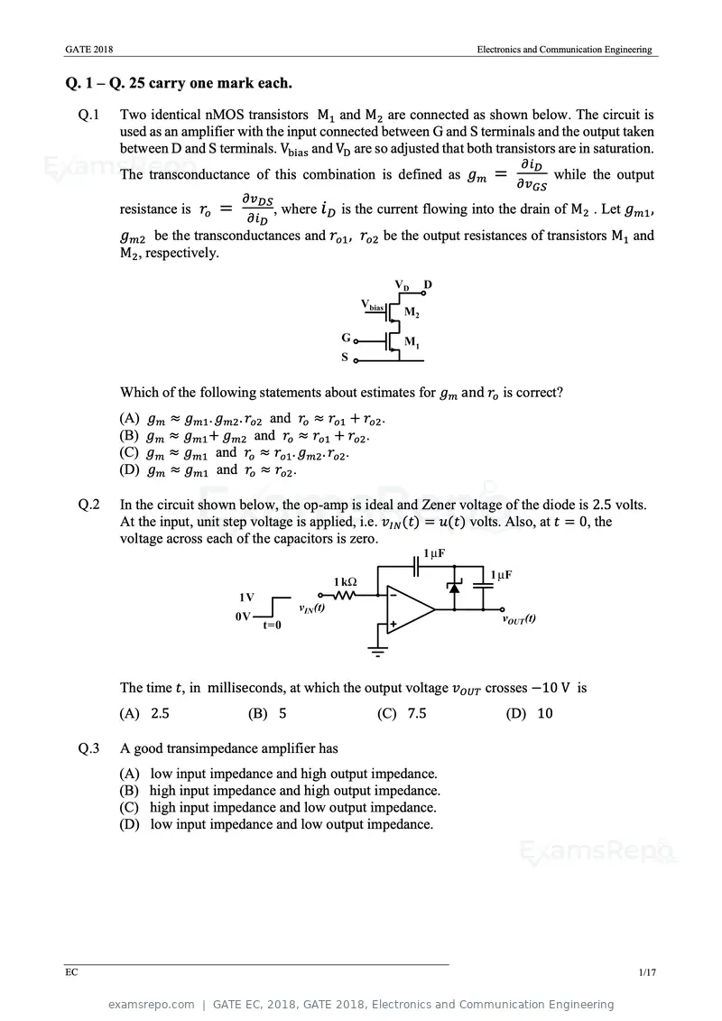 GATE EC 2018 question paper, GATE 2018, Electronics and Communication Engineering, page 4 of 23