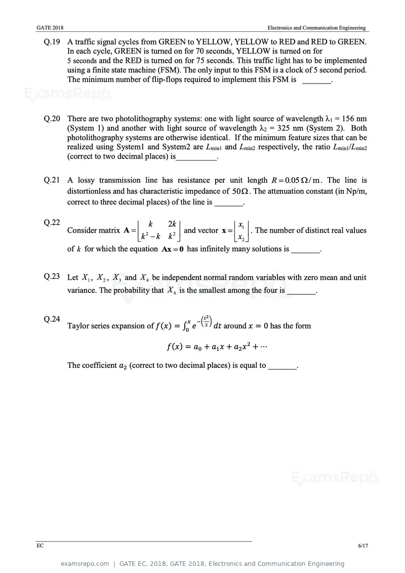 GATE EC 2018 question paper, GATE 2018, Electronics and Communication Engineering, page 9 of 23