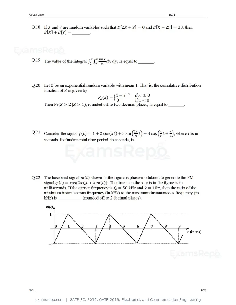 GATE EC 2019 question paper, GATE 2019, Electronics and Communication Engineering, page 14 of 31