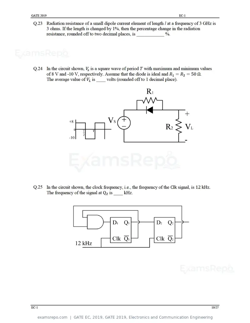 GATE EC 2019 question paper, GATE 2019, Electronics and Communication Engineering, page 15 of 31