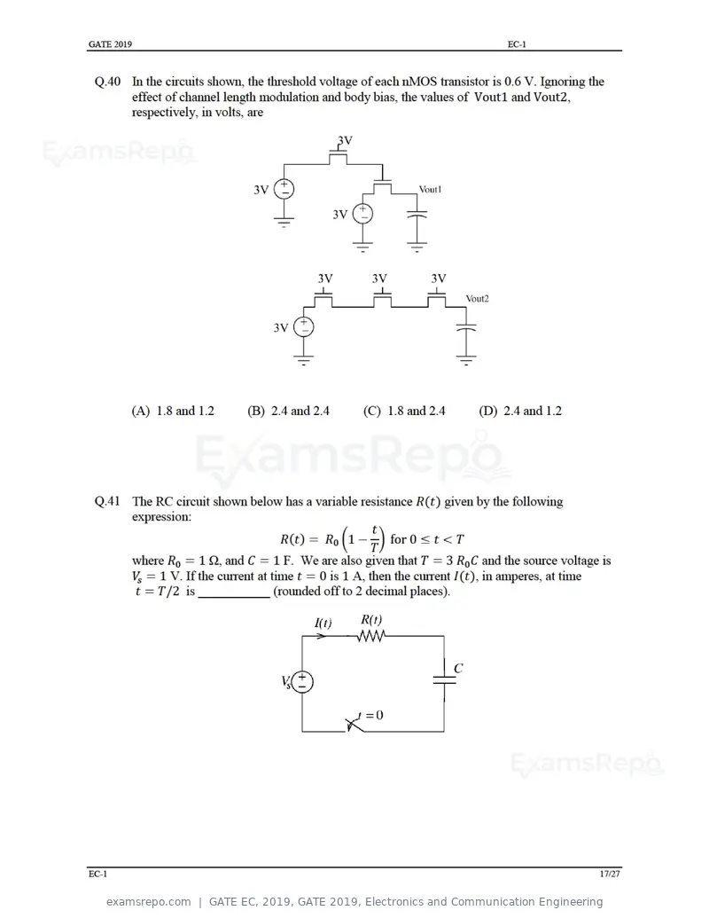 GATE EC 2019 question paper, GATE 2019, Electronics and Communication Engineering, page 22 of 31