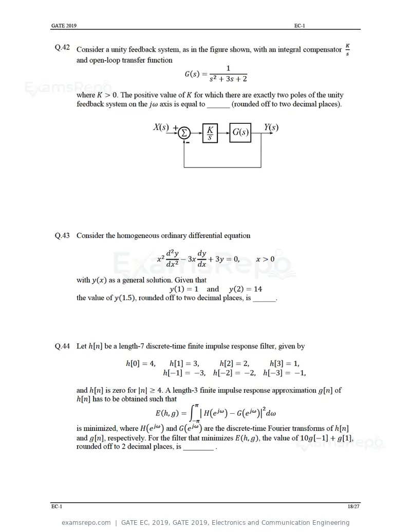 GATE EC 2019 question paper, GATE 2019, Electronics and Communication Engineering, page 23 of 31