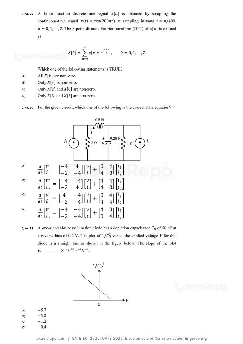 GATE EC 2020 question paper, GATE 2020, Electronics and Communication Engineering, page 10 of 20