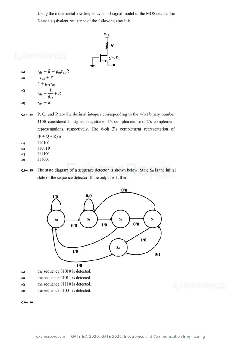 GATE EC 2020 question paper, GATE 2020, Electronics and Communication Engineering, page 13 of 20
