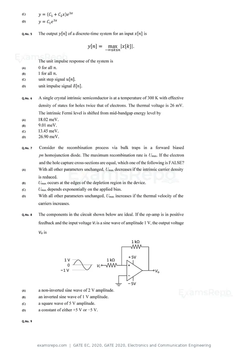 GATE EC 2020 question paper, GATE 2020, Electronics and Communication Engineering, page 4 of 20