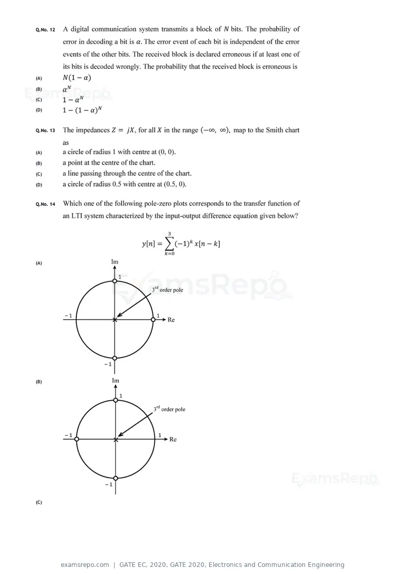 GATE EC 2020 question paper, GATE 2020, Electronics and Communication Engineering, page 6 of 20