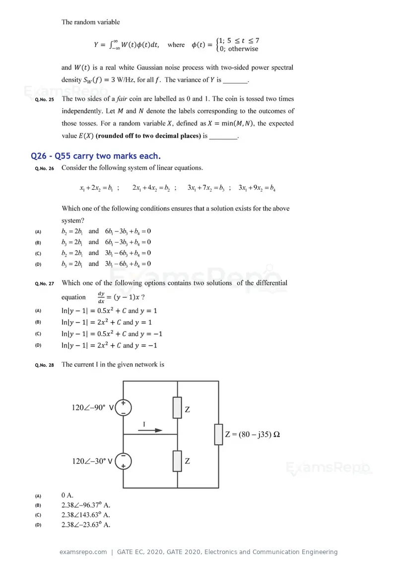 GATE EC 2020 question paper, GATE 2020, Electronics and Communication Engineering, page 9 of 20