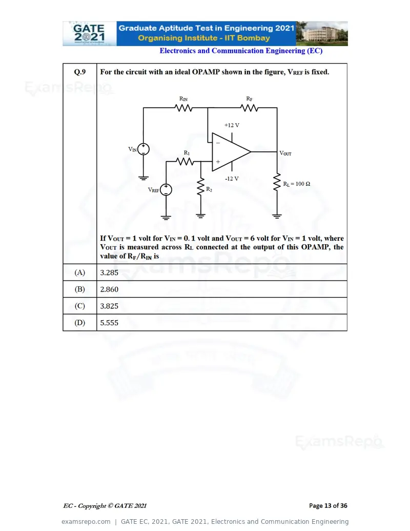 GATE EC 2021 question paper, GATE 2021, Electronics and Communication Engineering, page 13 of 39