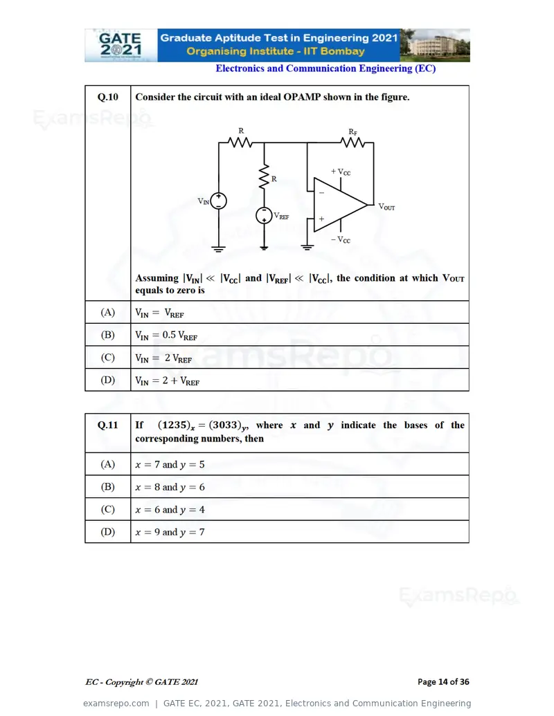 GATE EC 2021 question paper, GATE 2021, Electronics and Communication Engineering, page 14 of 39