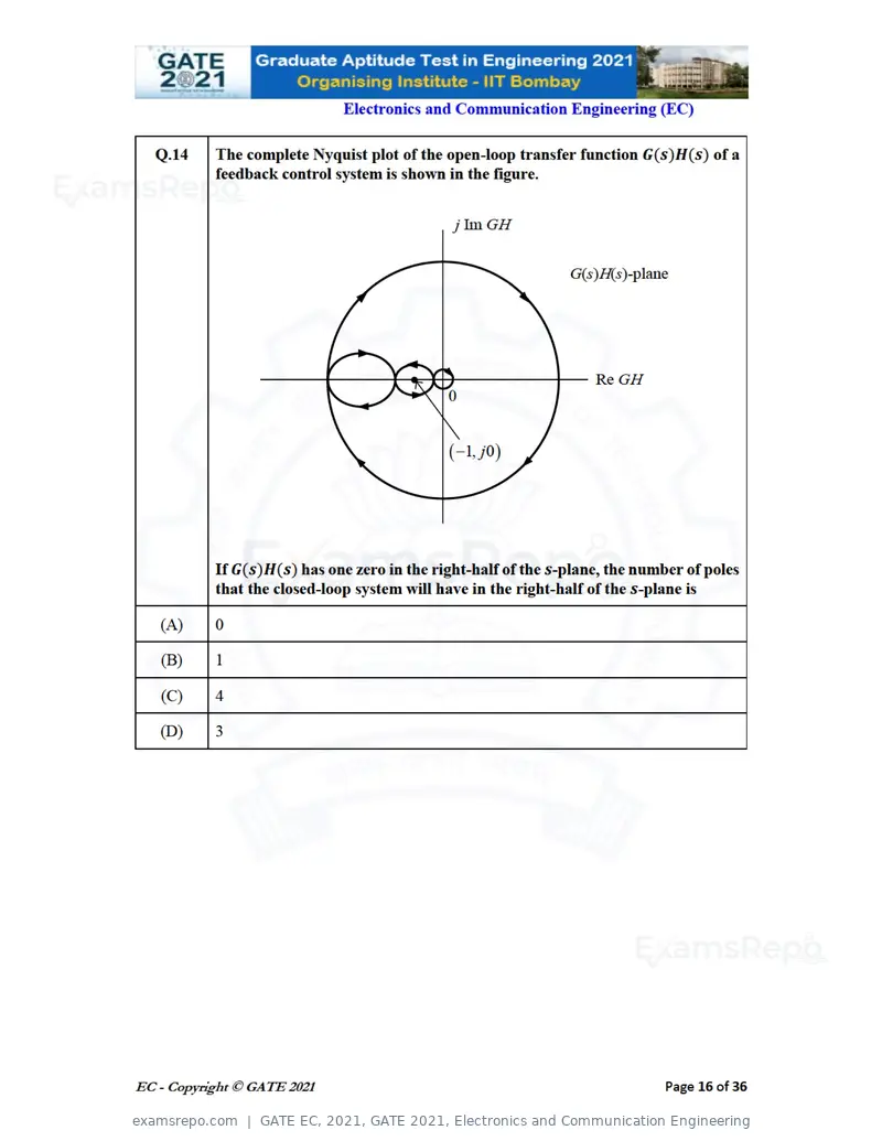 GATE EC 2021 question paper, GATE 2021, Electronics and Communication Engineering, page 16 of 39