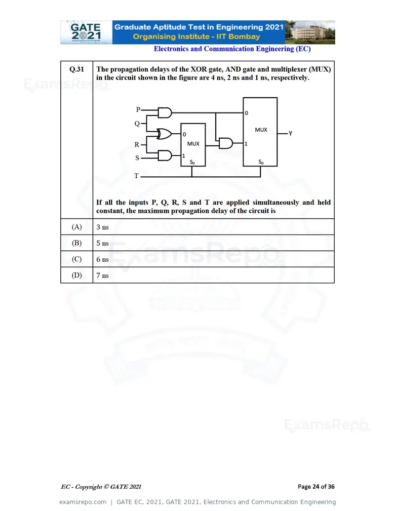 GATE EC 2021 question paper, GATE 2021, Electronics and Communication Engineering, page 24 of 39