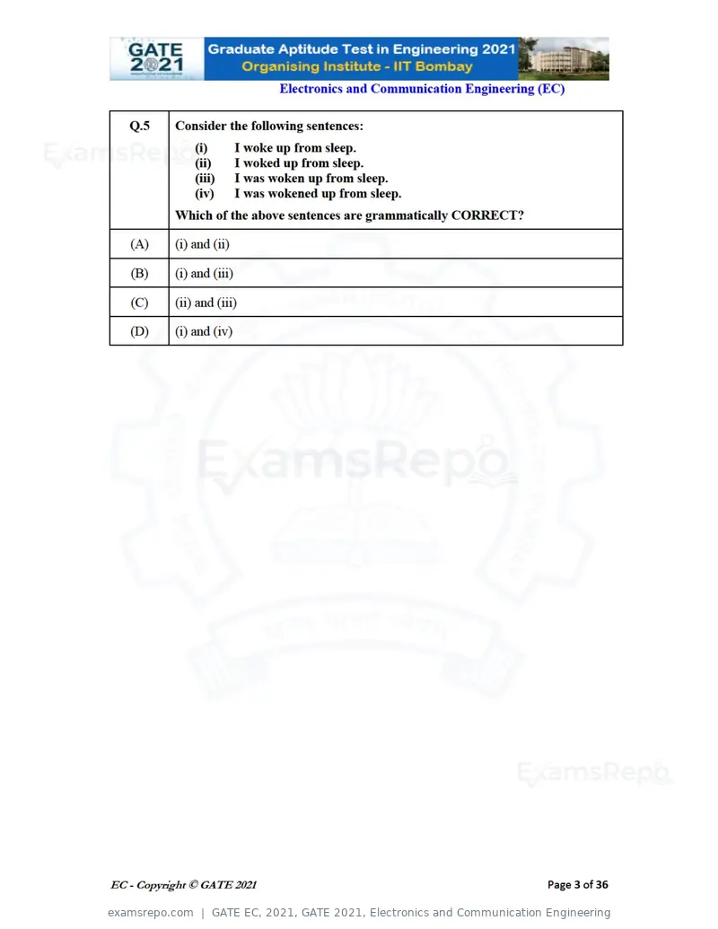 GATE EC 2021 question paper, GATE 2021, Electronics and Communication Engineering, page 3 of 39