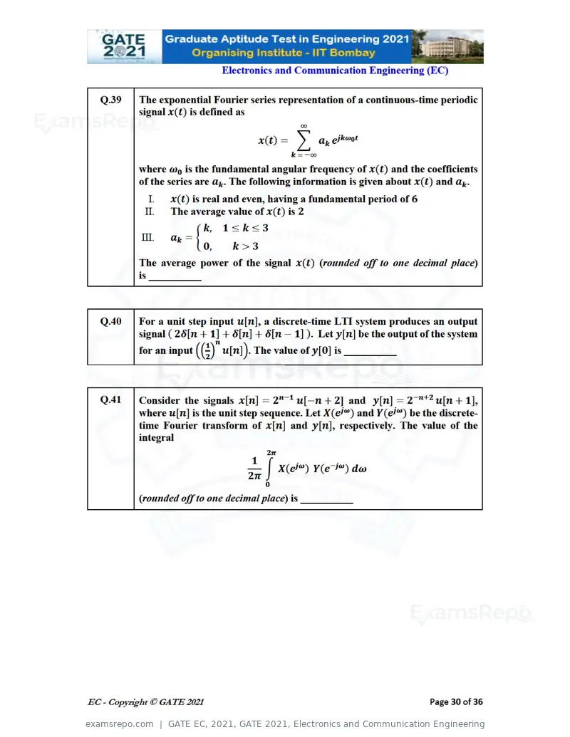 GATE EC 2021 question paper, GATE 2021, Electronics and Communication Engineering, page 30 of 39