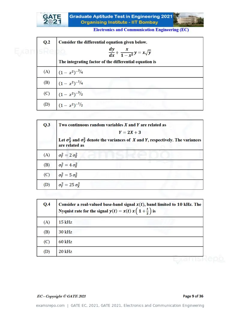 GATE EC 2021 question paper, GATE 2021, Electronics and Communication Engineering, page 9 of 39