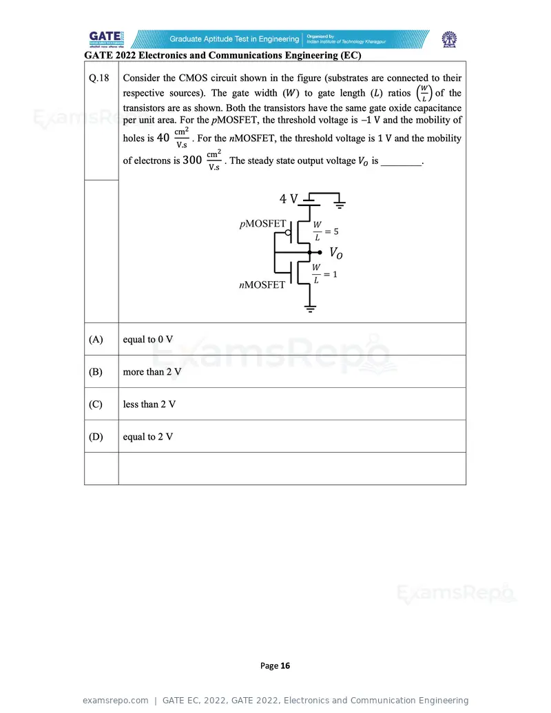 GATE EC 2022 question paper, GATE 2022, Electronics and Communication Engineering, page 16 of 54