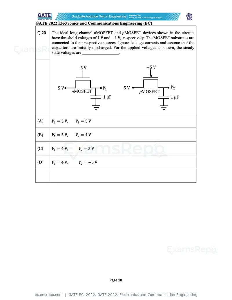 GATE EC 2022 question paper, GATE 2022, Electronics and Communication Engineering, page 18 of 54