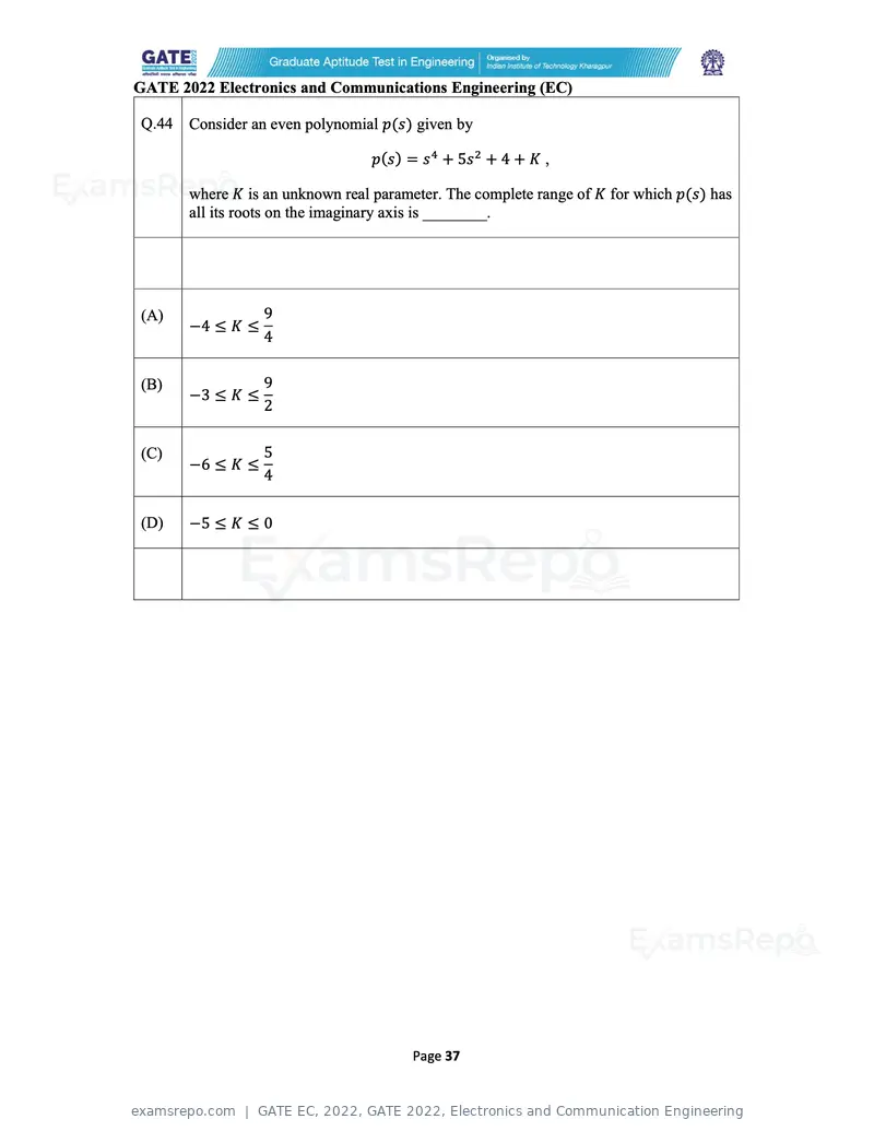 GATE EC 2022 question paper, GATE 2022, Electronics and Communication Engineering, page 37 of 54
