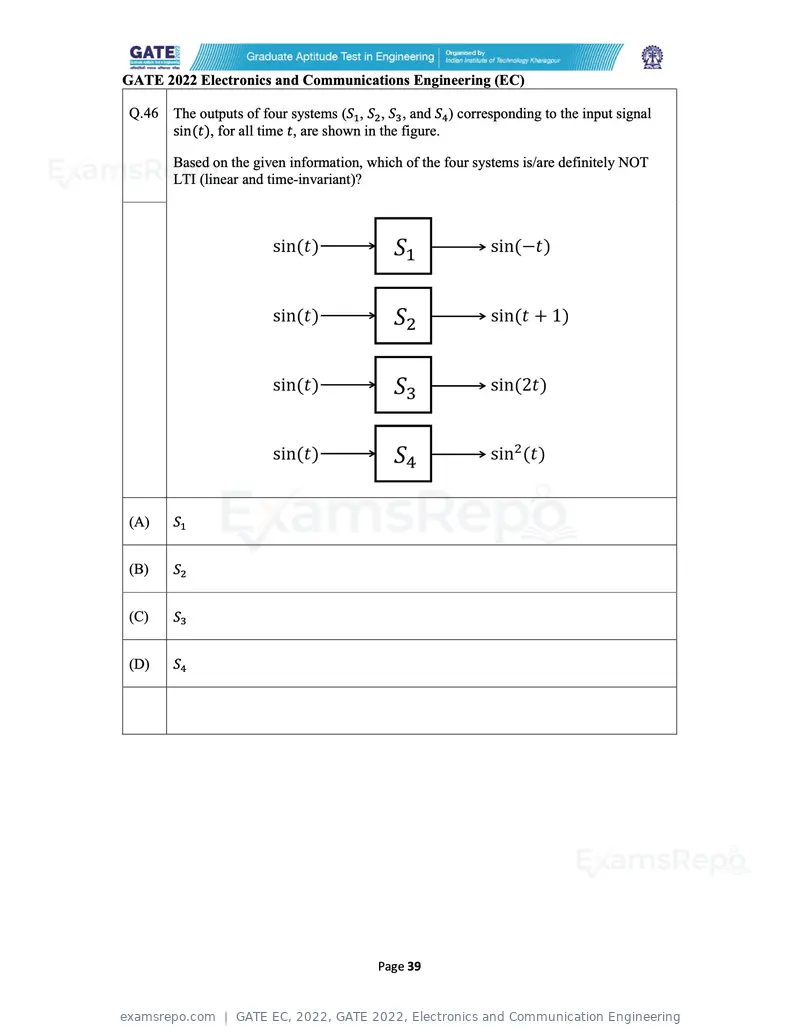 GATE EC 2022 question paper, GATE 2022, Electronics and Communication Engineering, page 39 of 54