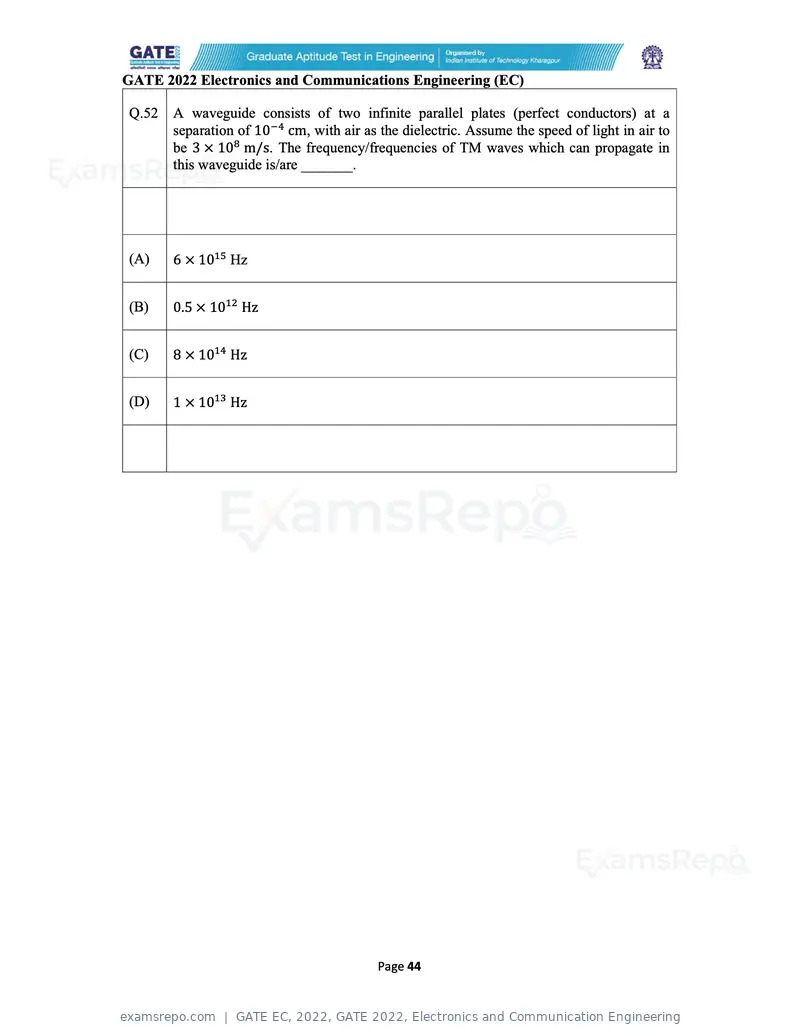 GATE EC 2022 question paper, GATE 2022, Electronics and Communication Engineering, page 44 of 54