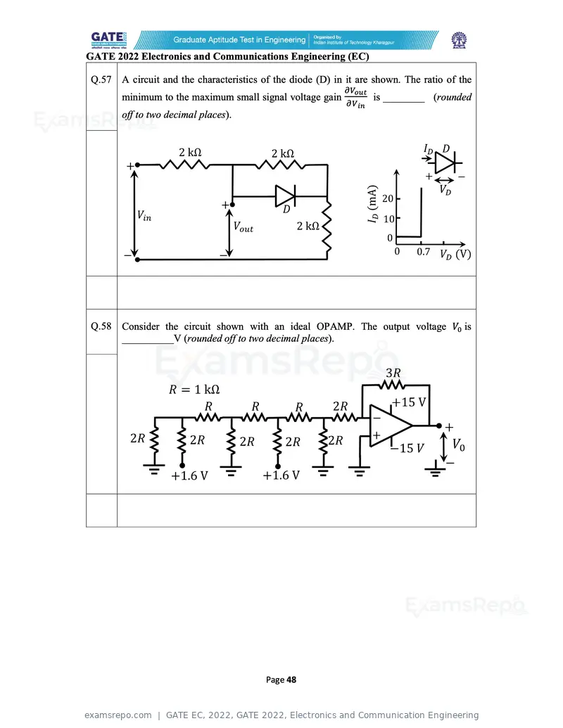 GATE EC 2022 question paper, GATE 2022, Electronics and Communication Engineering, page 48 of 54