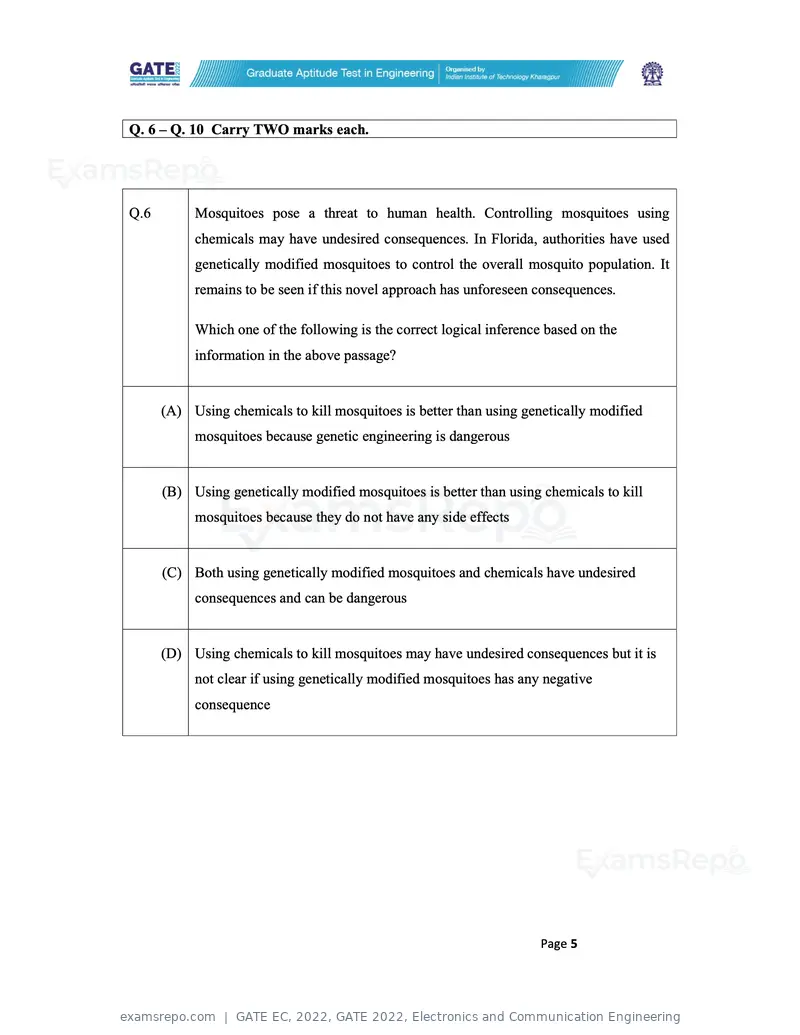GATE EC 2022 question paper, GATE 2022, Electronics and Communication Engineering, page 5 of 54