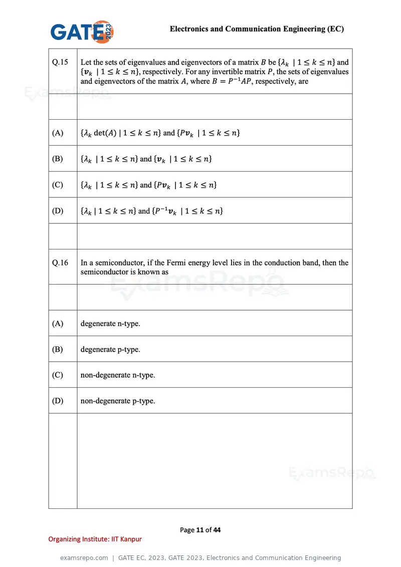GATE EC 2023 question paper, GATE 2023, Electronics and Communication Engineering, page 11 of 44
