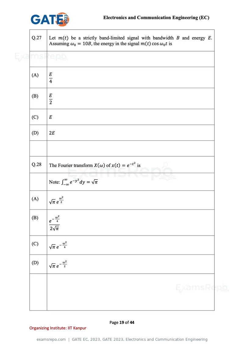 GATE EC 2023 question paper, GATE 2023, Electronics and Communication Engineering, page 19 of 44