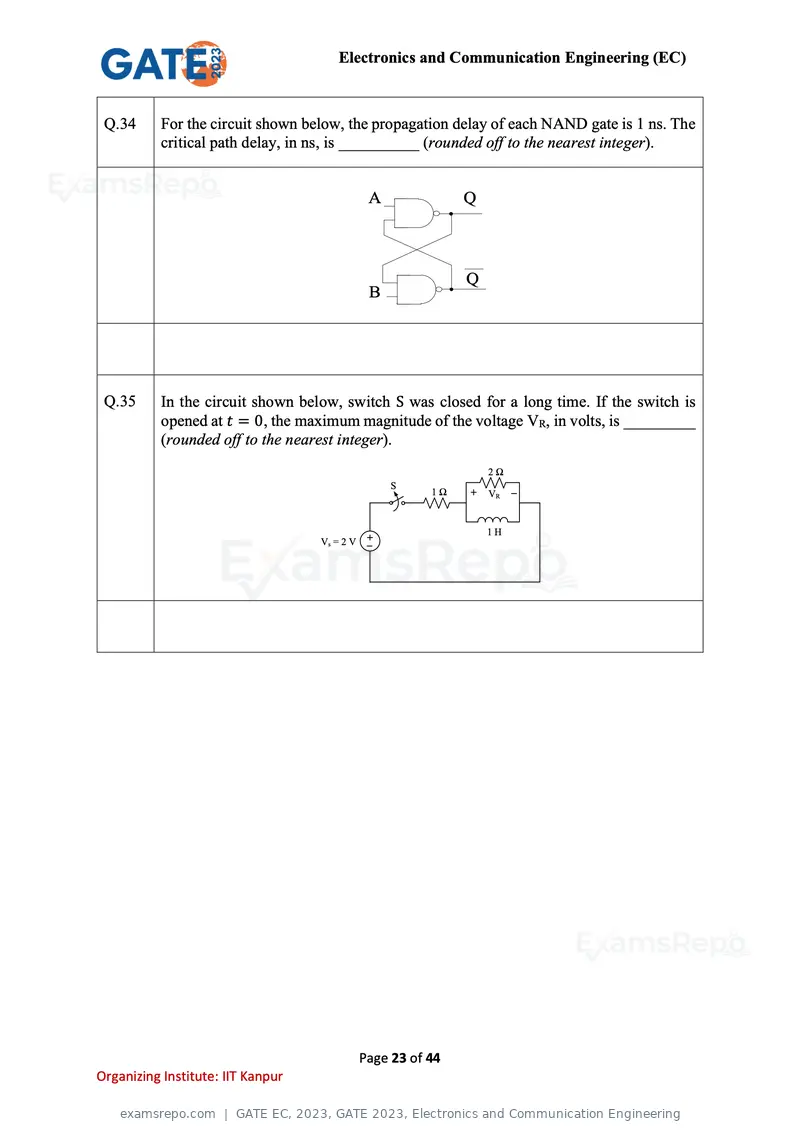 GATE EC 2023 question paper, GATE 2023, Electronics and Communication Engineering, page 23 of 44