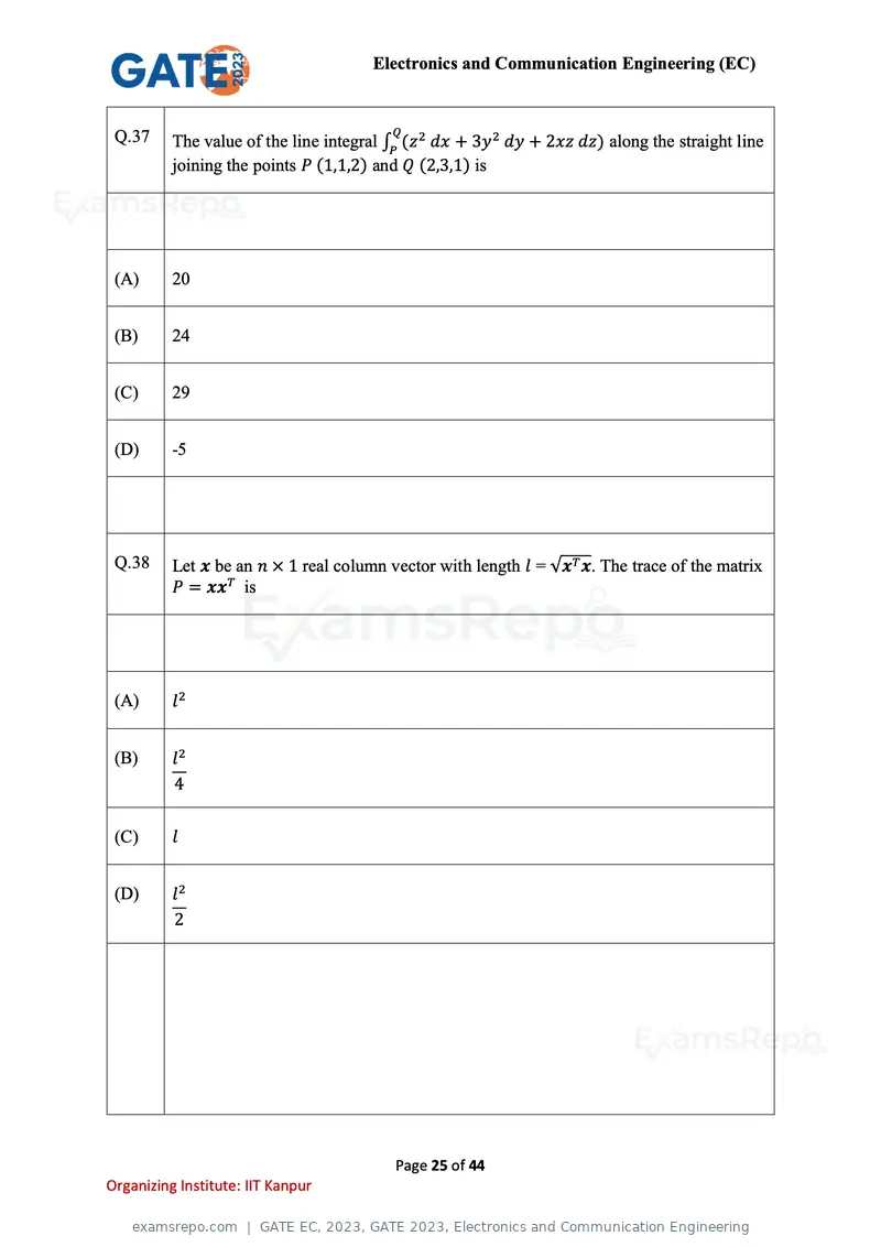 GATE EC 2023 question paper, GATE 2023, Electronics and Communication Engineering, page 25 of 44