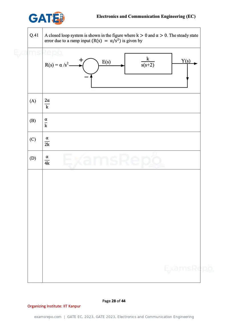 GATE EC 2023 question paper, GATE 2023, Electronics and Communication Engineering, page 28 of 44
