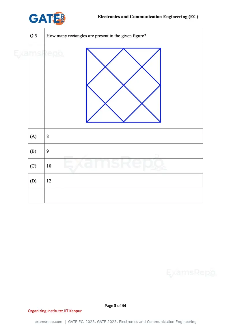 GATE EC 2023 question paper, GATE 2023, Electronics and Communication Engineering, page 3 of 44