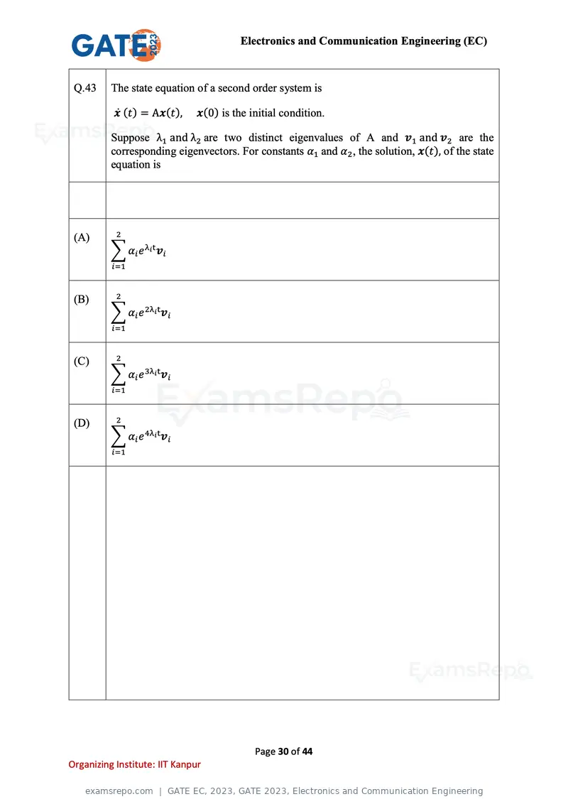 GATE EC 2023 question paper, GATE 2023, Electronics and Communication Engineering, page 30 of 44