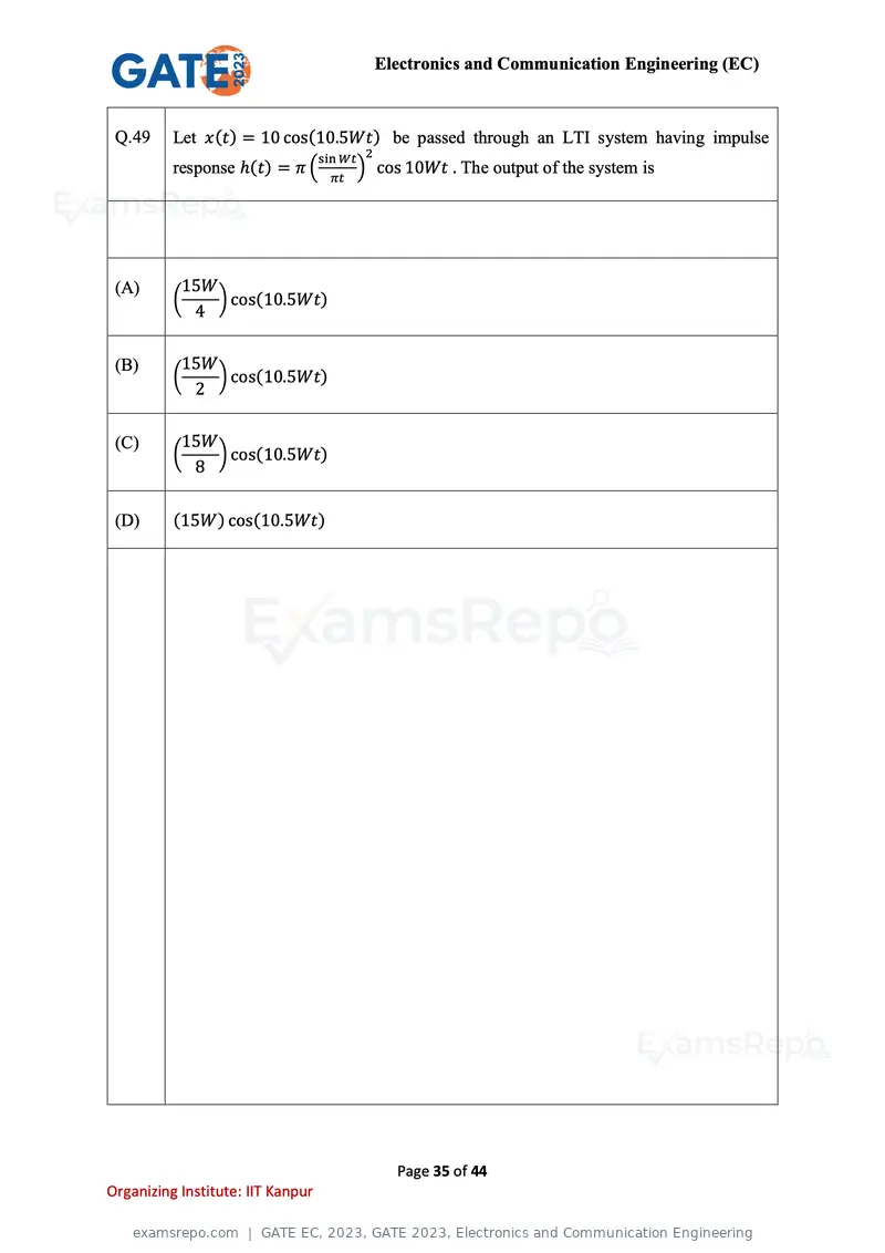 GATE EC 2023 question paper, GATE 2023, Electronics and Communication Engineering, page 35 of 44
