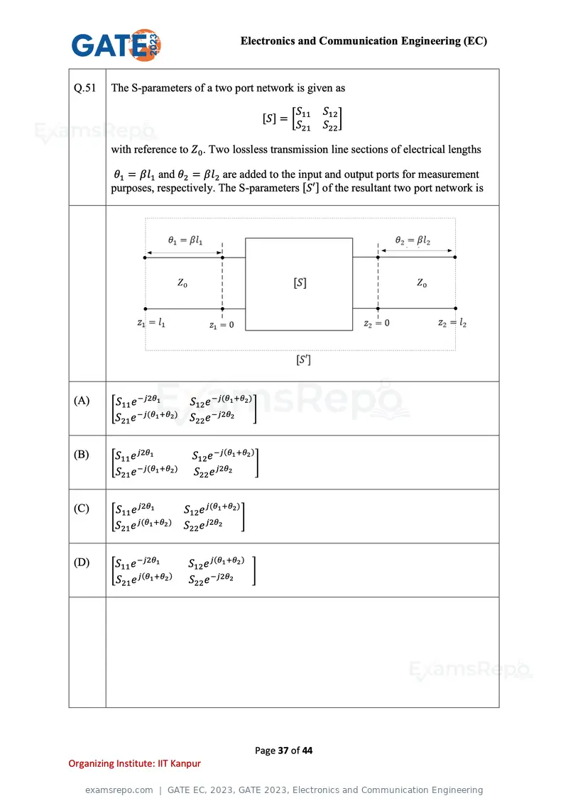 GATE EC 2023 question paper, GATE 2023, Electronics and Communication Engineering, page 37 of 44