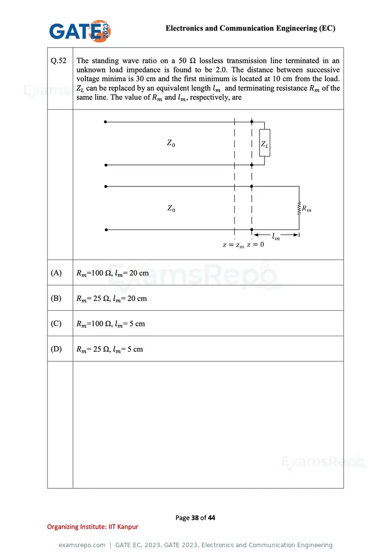 GATE EC 2023 question paper, GATE 2023, Electronics and Communication Engineering, page 38 of 44