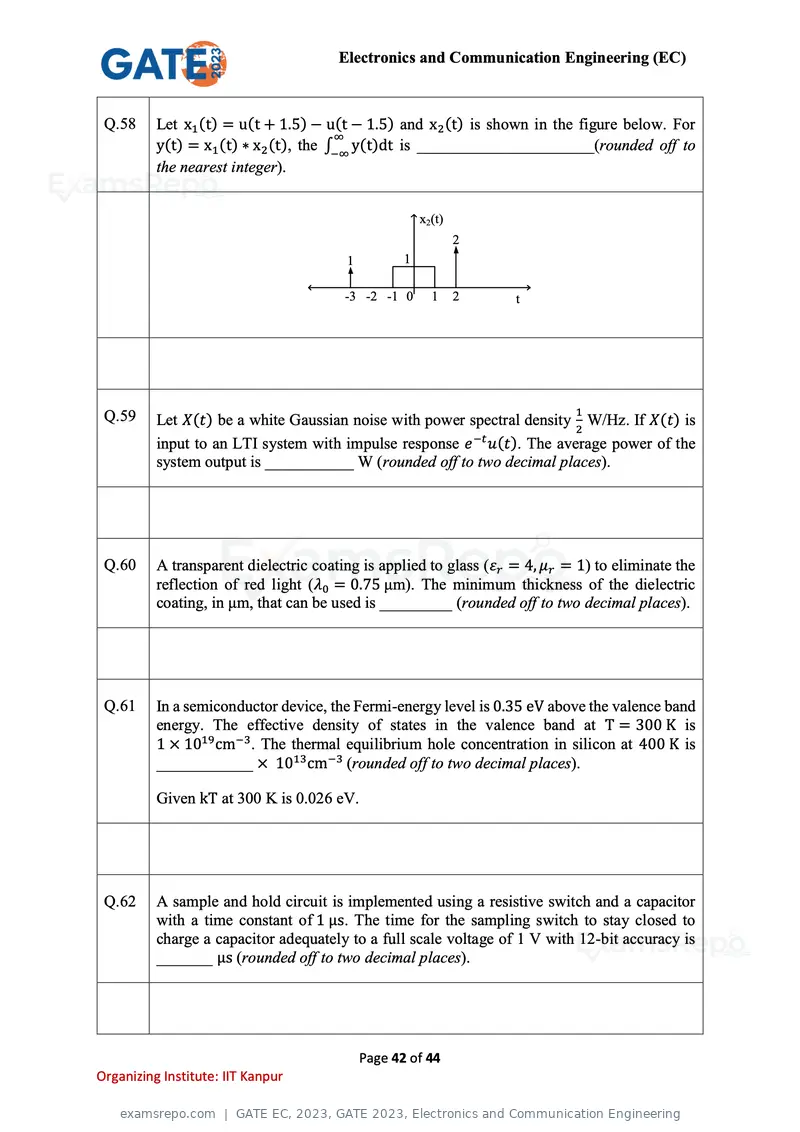 GATE EC 2023 question paper, GATE 2023, Electronics and Communication Engineering, page 42 of 44