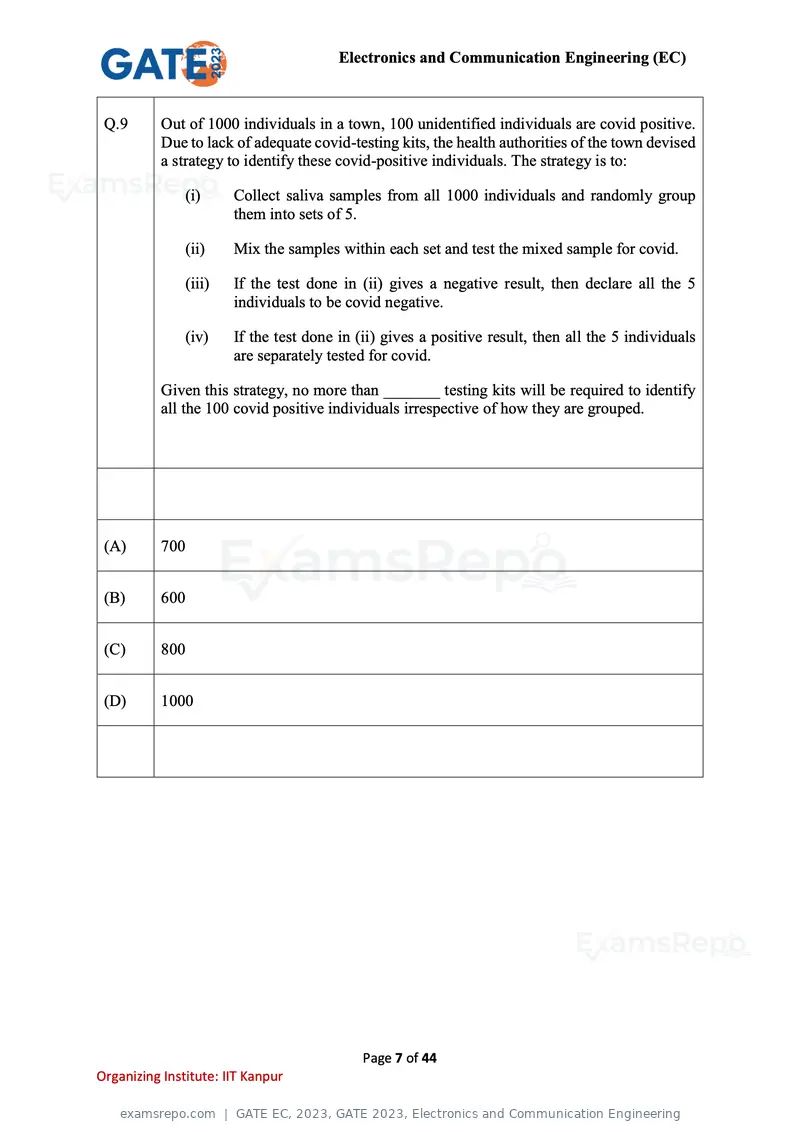 GATE EC 2023 question paper, GATE 2023, Electronics and Communication Engineering, page 7 of 44