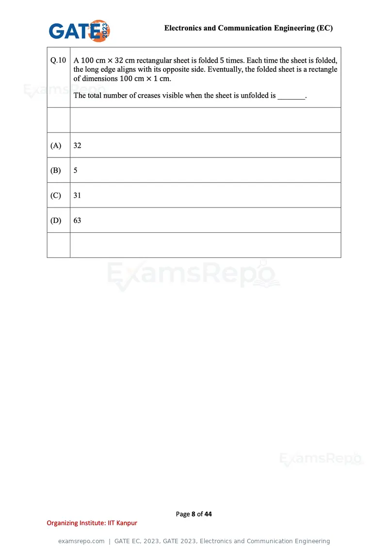 GATE EC 2023 question paper, GATE 2023, Electronics and Communication Engineering, page 8 of 44