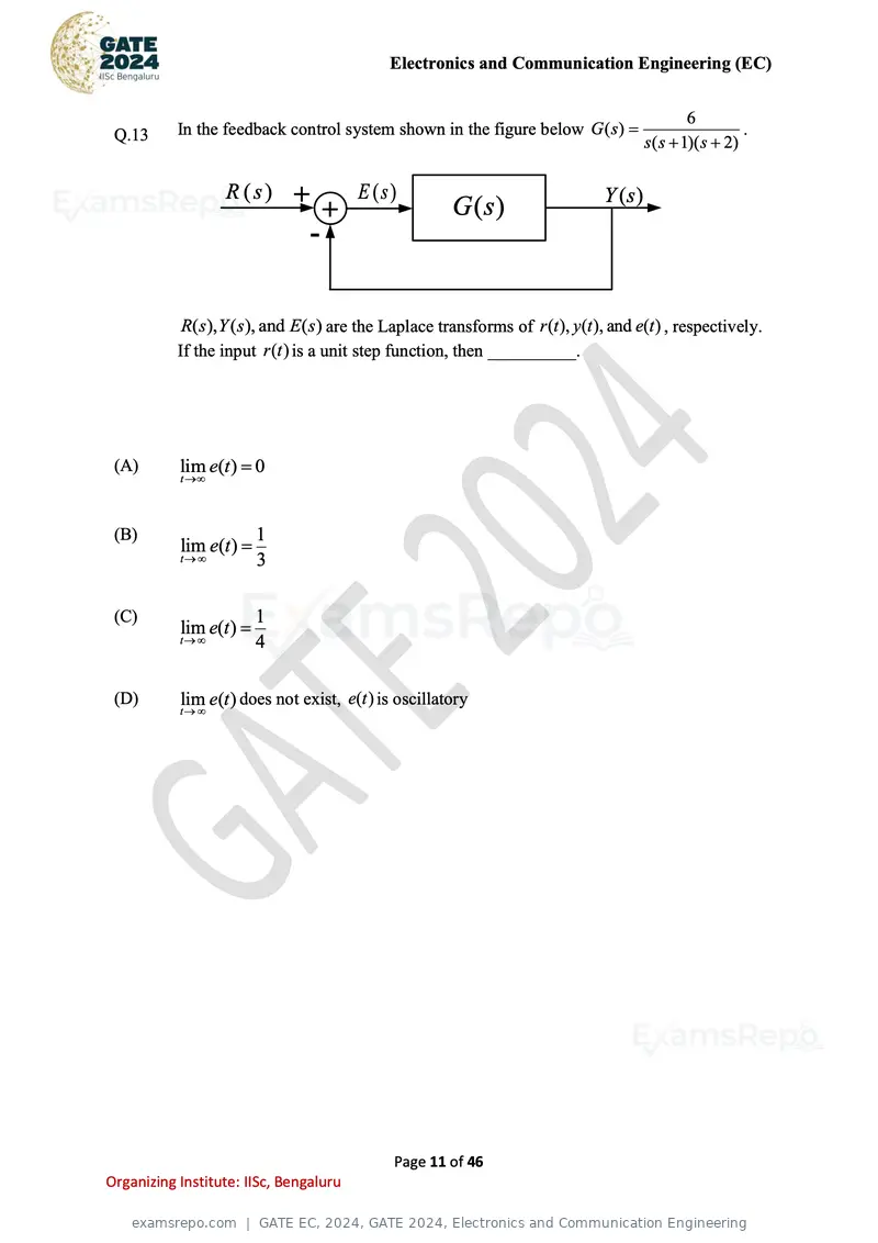 GATE EC 2024 question paper, GATE 2024, Electronics and Communication Engineering, page 11 of 46
