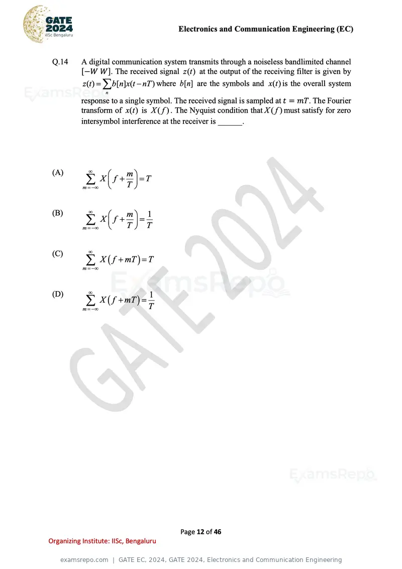 GATE EC 2024 question paper, GATE 2024, Electronics and Communication Engineering, page 12 of 46