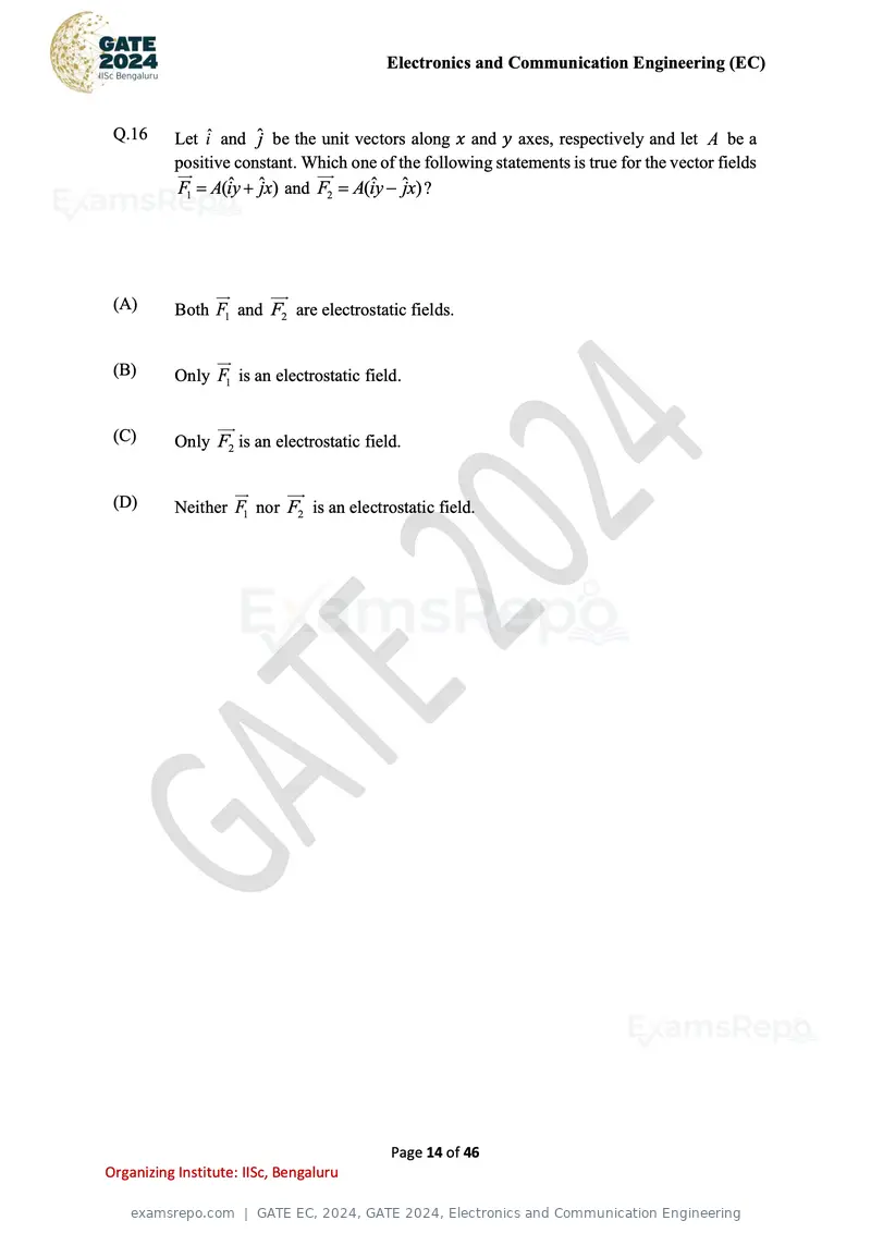 GATE EC 2024 question paper, GATE 2024, Electronics and Communication Engineering, page 14 of 46