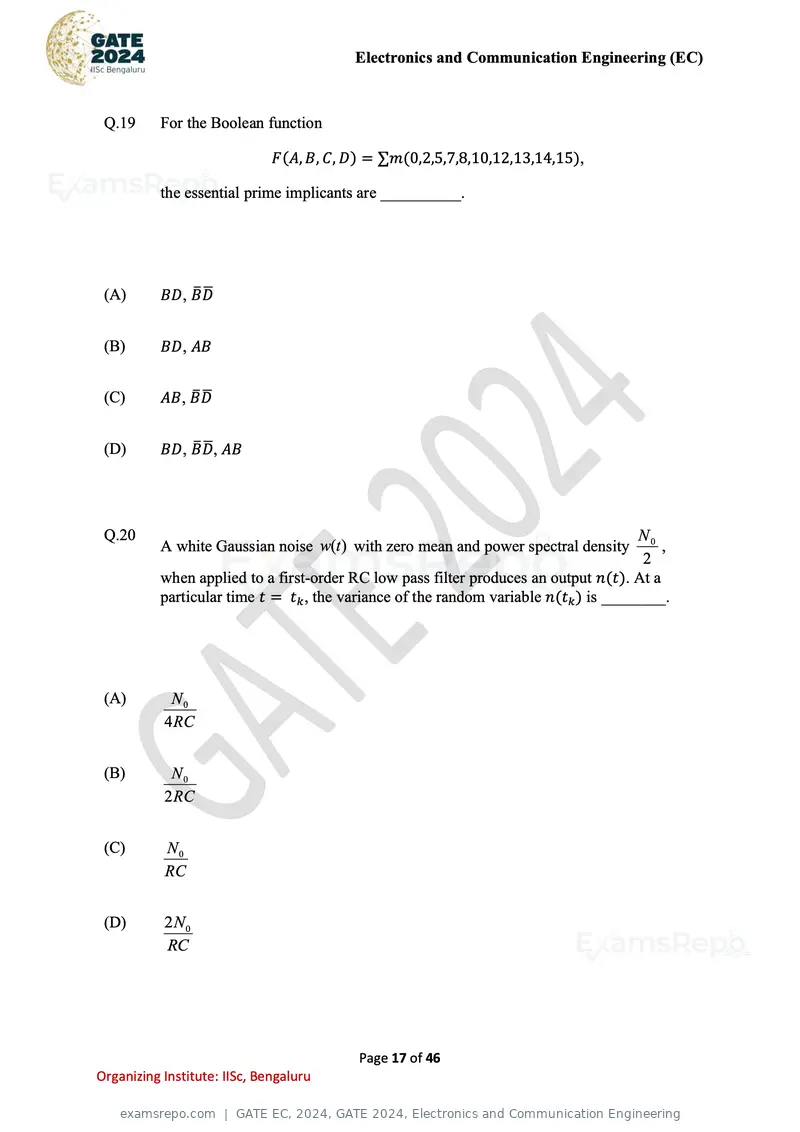 GATE EC 2024 question paper, GATE 2024, Electronics and Communication Engineering, page 17 of 46