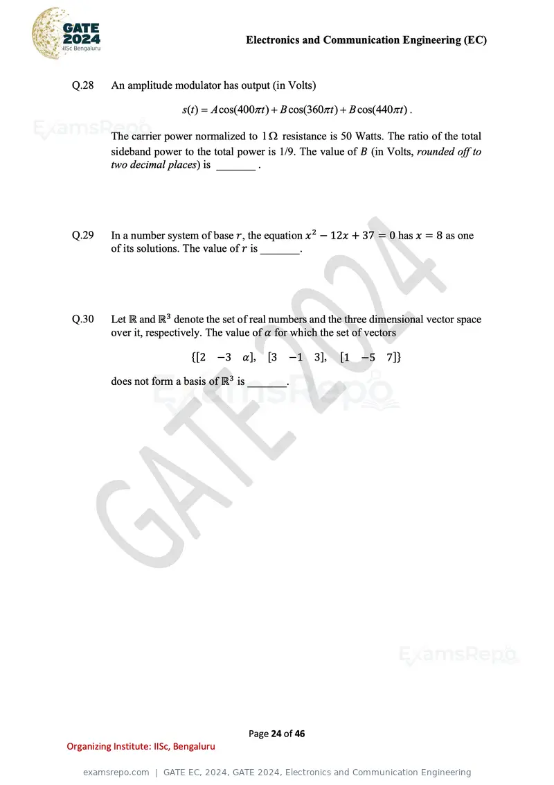 GATE EC 2024 question paper, GATE 2024, Electronics and Communication Engineering, page 24 of 46